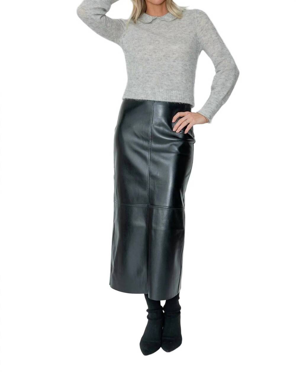 NEW WEST OF allie collared sweater in heather grey